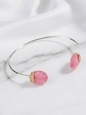 Ladies Pink Stone Wire Bracelet